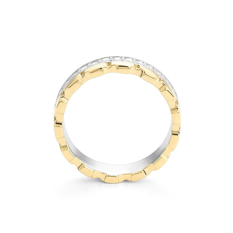 Facet Cnc Ring halbgefasster Memoirering in 750/18 Karat Weissgold & Gelbgold