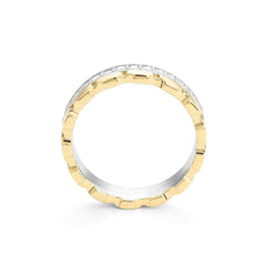 Facet Cnc Ring halbgefasster Memoirering in 750/18 Karat Weissgold & Gelbgold