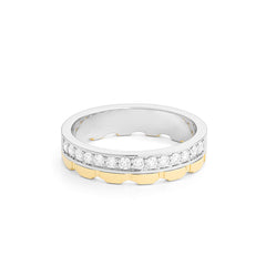 Facet Cnc Ring halbgefasster Memoirering in 750/18 Karat Weissgold & Gelbgold