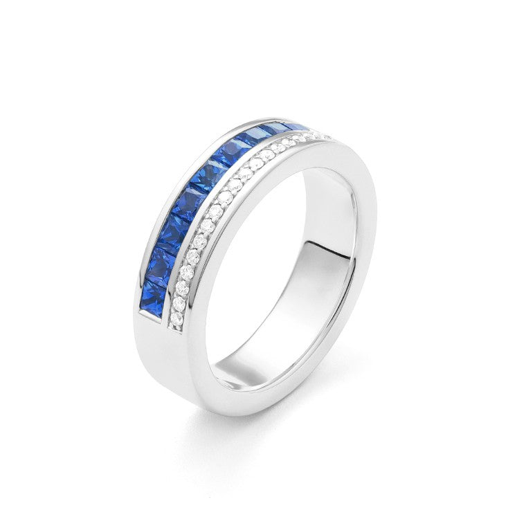 Facet Cnc Ring halbgefasster Memoirering in 750/18 Karat Weissgold