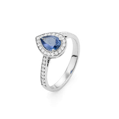 Facet Color Saphir Ring mit Brillanten in 750/18 Karat Weissgold