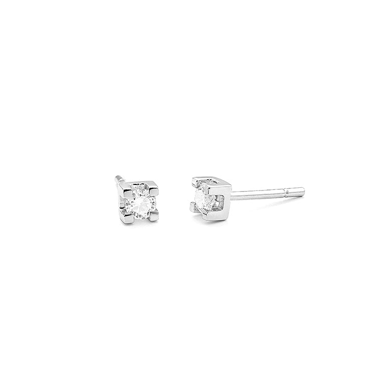 Facet Crystal Solitär Ohrstecker in 750/18 Karat Weissgold