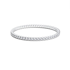 Bracelet tennis élastique à facettes avec diamants en or blanc 750/18 carats