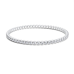 Bracelet tennis élastique à facettes avec diamants en or blanc 750/18 carats