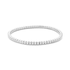 Bracelet tennis élastique à facettes avec diamants en or blanc 750/18 carats