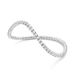 Bracelet tennis élastique à facettes avec diamants en or blanc 750/18 carats