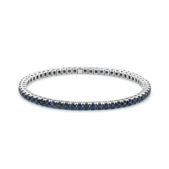 Facet Elastic Tennisarmband mit Saphir Edelsteinen in 750/18 Karat Weissgold