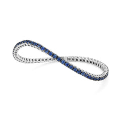 Facet Elastic Tennisarmband mit Saphir Edelsteinen in 750/18 Karat Weissgold