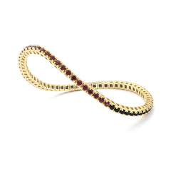 Bracelet tennis élastique à facettes avec pierres précieuses topaze en or jaune 750/18 carats