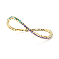 Facet Elastic Tennisarmband mit Topas Edelsteinen in 750/18 Karat Gelbgold