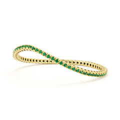 Bracelet de tennis élastique à facettes avec pierres précieuses topazes en or jaune 18 carats 750