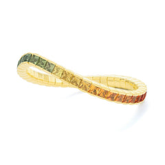 Bracelet de tennis élastique à facettes avec pierres précieuses en saphir coloré en or jaune 750 18 carats