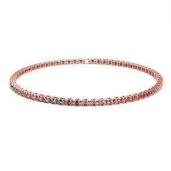 Bracelet tennis élastique à facettes avec topaze colorée en or rose 750/18 carats
