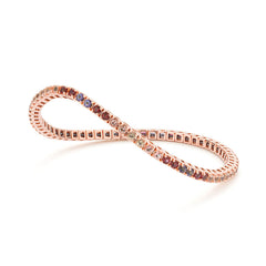 Facet Elastic Tennisarmband mit farbigen Topas Edelsteinen in 750/18 Karat Roségold