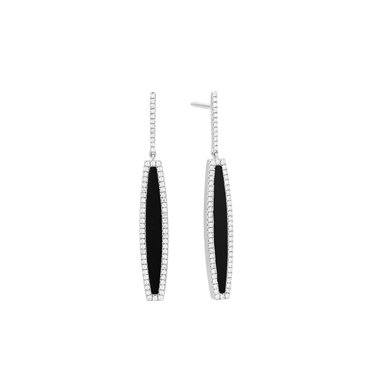 Facet Hard Stone Ohrhänger mit Onyx in 18 Karat Weissgold