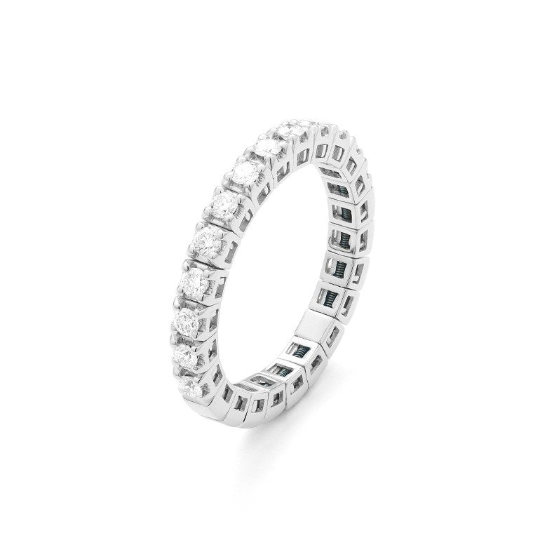 Facet Halbgefasster 18 K Weissgold Memoirering mit Diamanten