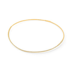 Collier tennis à facettes avec diamants en or jaune 750/18 carats