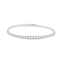 Bracelet tennis à facettes avec diamants en or blanc 750/18 carats