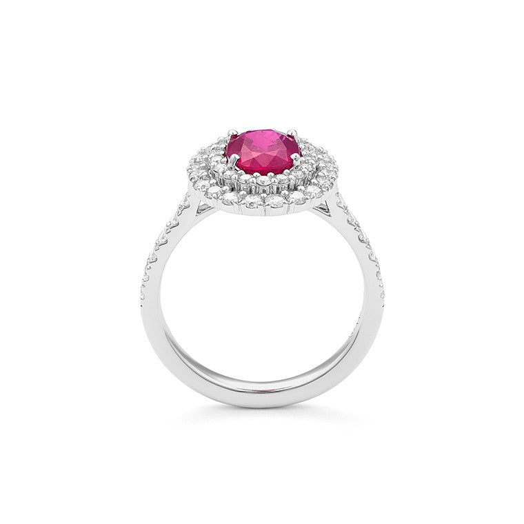 Facet Traceability Rubin Diamantring in 750/18 Karat Weissgold