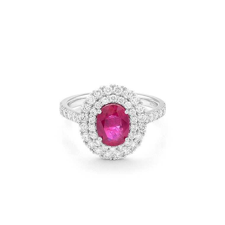 Facet Traceability Rubin Diamantring in 750/18 Karat Weissgold