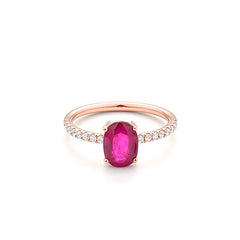 Facet Traceability Rubin Ring in 750/18 Karat Roségold