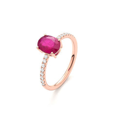 Facet Traceability Rubin Ring in 750/18 Karat Roségold