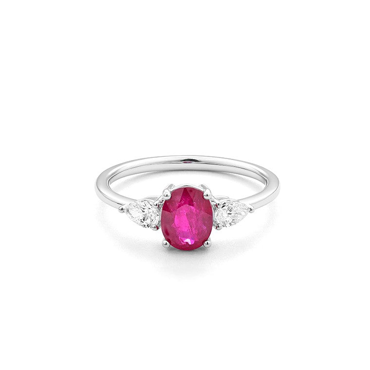 Facet Traceability Rubin Ring mit Diamant in 18 Karat-750 Weissgold