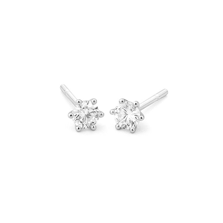 Facet Classic Solitär Ohrstecker in 18 K Weissgold