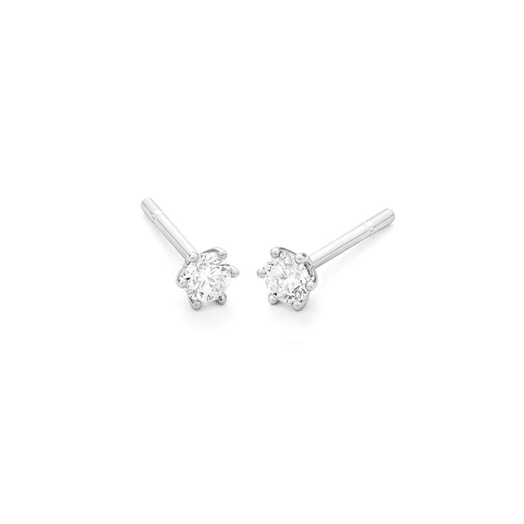 Facet Classic Solitär Ohrstecker in 18 K Weissgold