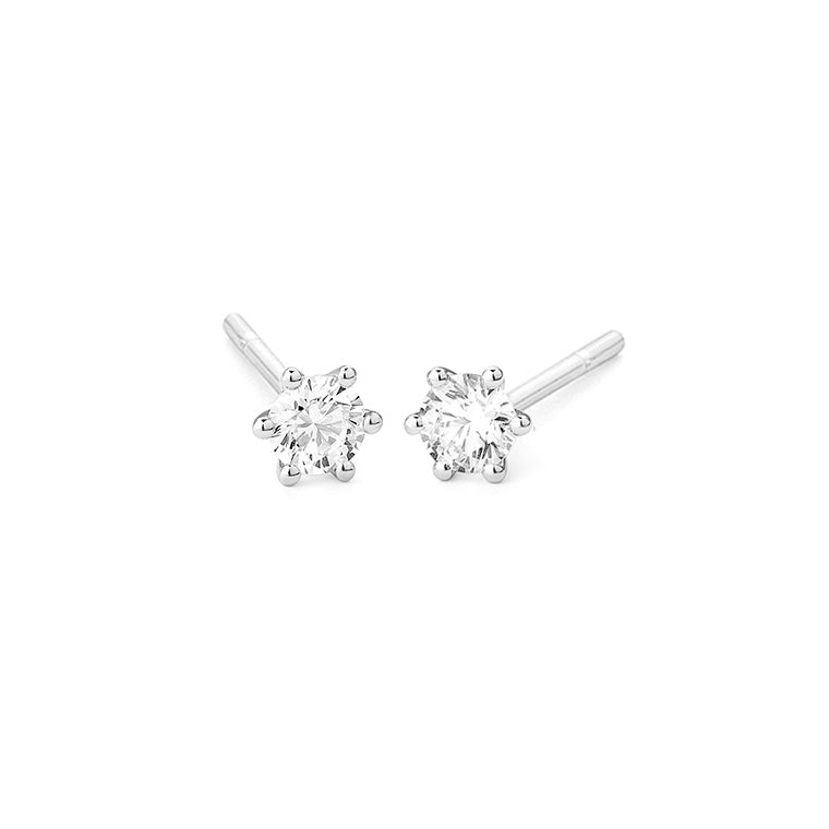 Facet Classic Solitär Ohrstecker in 18 K Weissgold