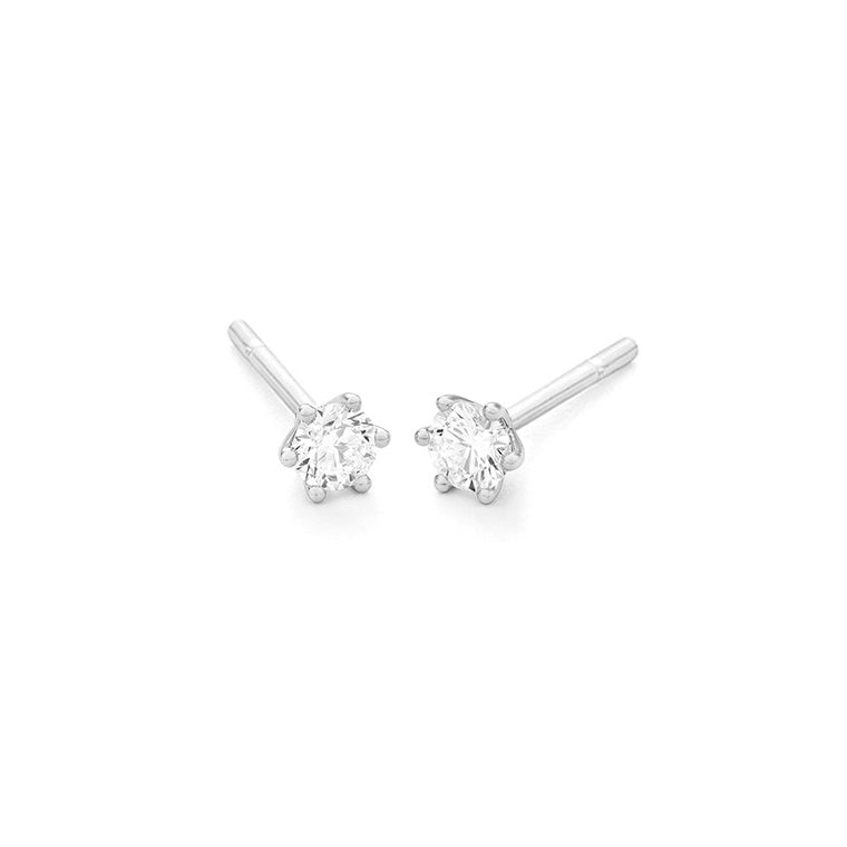 Facet Classic Solitär Ohrstecker in 18 K Weissgold