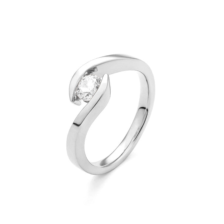 Facet Classic Solitär Damenring in 750/18 Karat Weissgold
