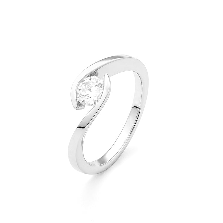 Facet Classic Solitär Damenring in 750/18 Karat Weissgold