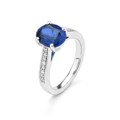 Facet Sweet Saphir Ring mit Diamanten in 750/18 Karat Weissgold