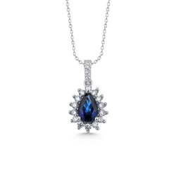 collier en or blanc avec diamants et saphir - KL0000539 