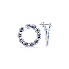 boucles d'oreilles en or blanc avec diamants et saphir - KP0000654 