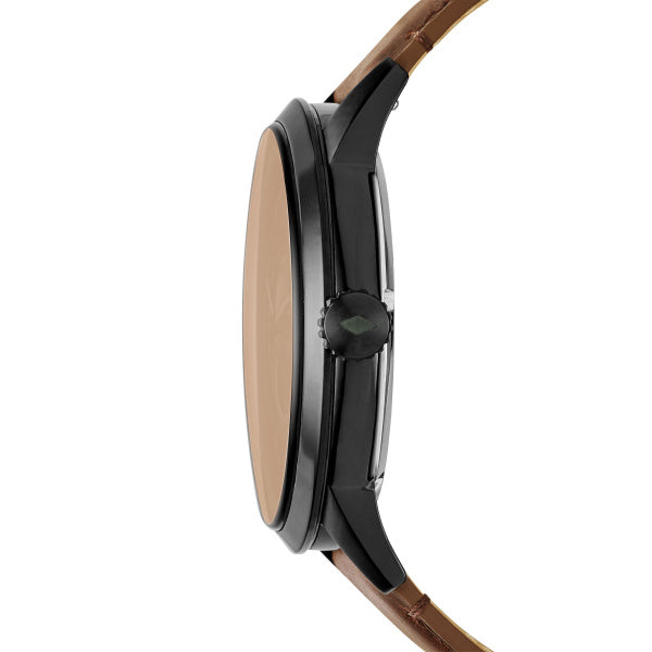 Fossil Townsman Automatik 48mm Herrenuhr mit Lederband in Schwarz/Braun - ME3155