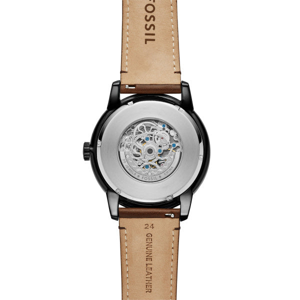 Fossil Townsman Automatik 48mm Herrenuhr mit Lederband in Schwarz/Braun - ME3155