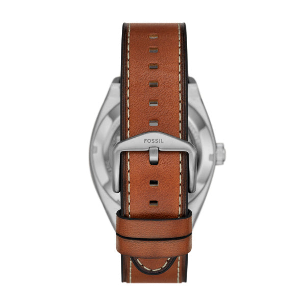 Fossil Everett Silber Grün 42mm Leder Automatik Herrenuhr - ME3261