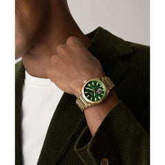 Fossil Everett Automatik 42 mm Herrenuhr in Gold/Grün aus Edelstahl - ME3276
