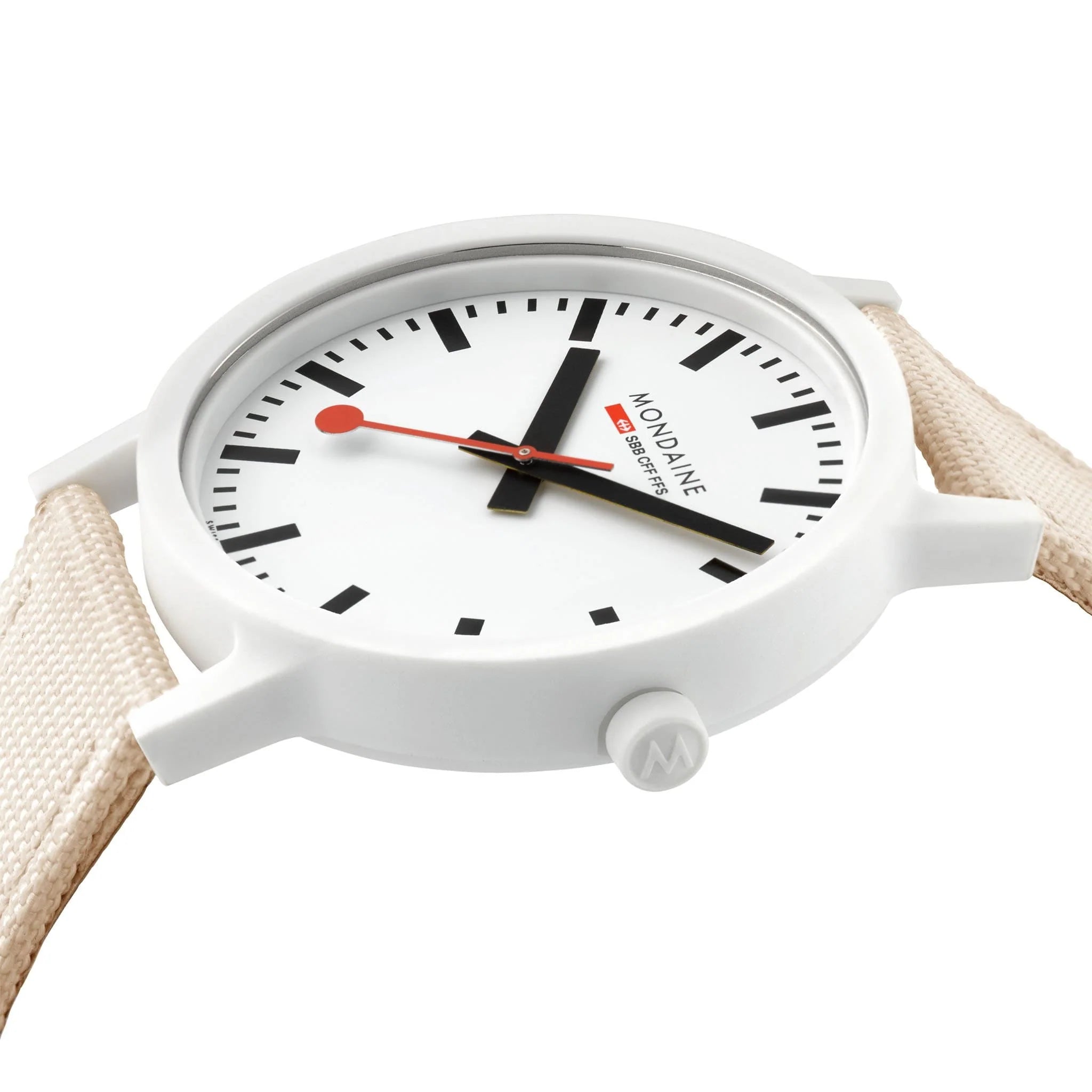 Mondaine Essence Herrenuhr aus Weisses Textil, 41 MM - MS1.41111.LT