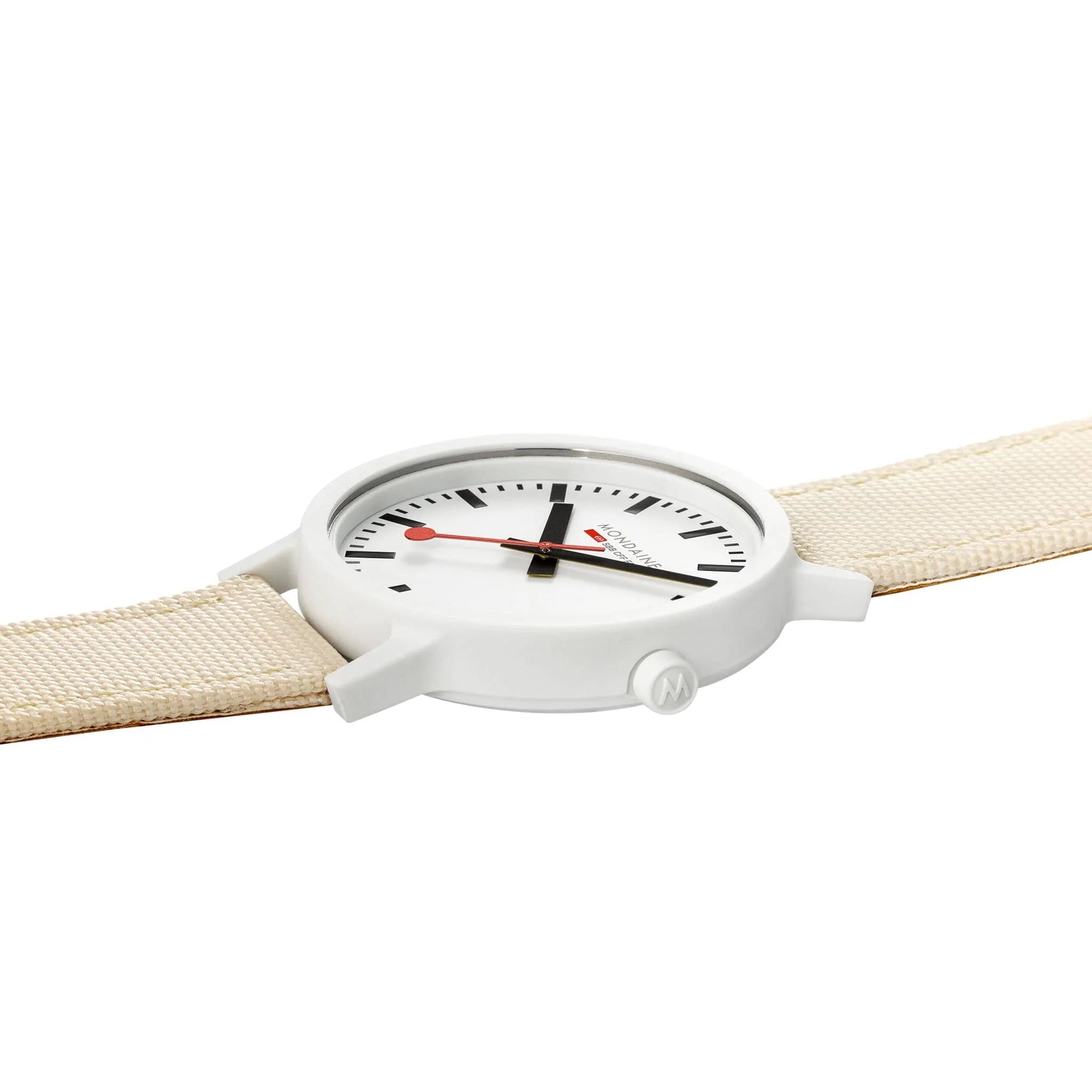 Mondaine Essence Herrenuhr aus Weisses Textil, 41 MM - MS1.41111.LT