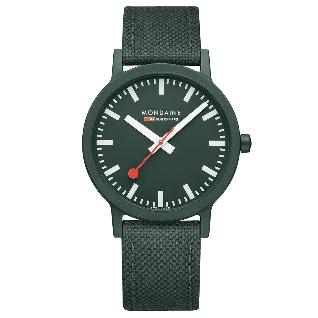 Mondaine Essence Damenuhr aus Park-Grünes Textil, 41 MM - MS1.41160.LF