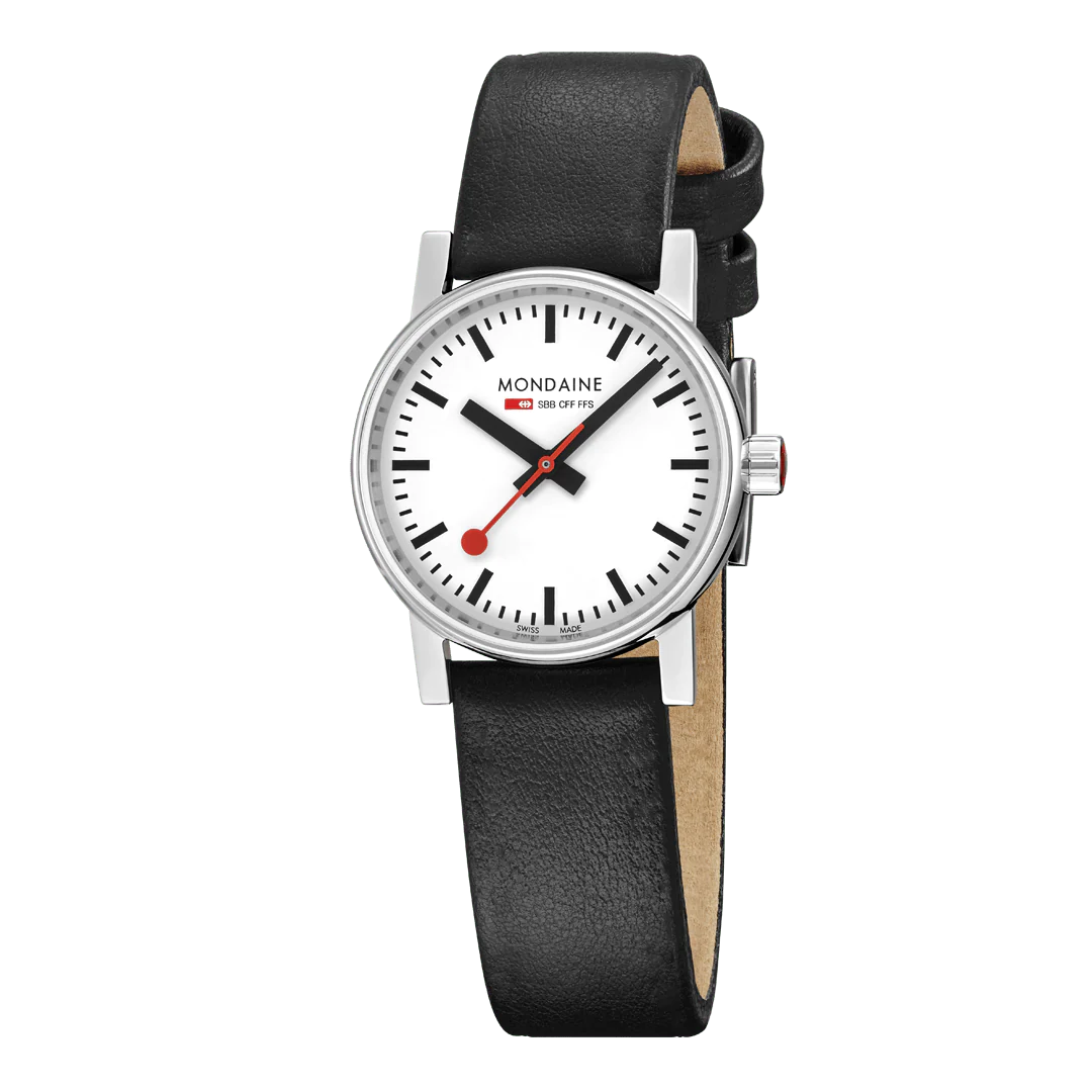 Mondaine EVO2 Quarz Damenuhr aus Schwarzes Leder, 30 MM - MSE.30110.LBV