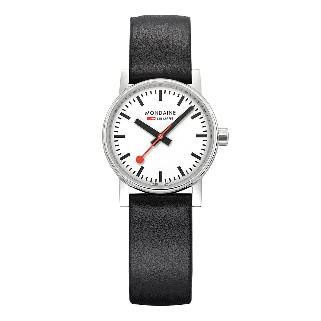 Mondaine EVO2 Quarz Damenuhr aus Schwarzes Leder, 30 MM - MSE.30110.LBV