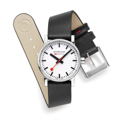 Mondaine EVO2 Quarz Damenuhr aus Schwarzes Leder, 30 MM - MSE.30110.LBV