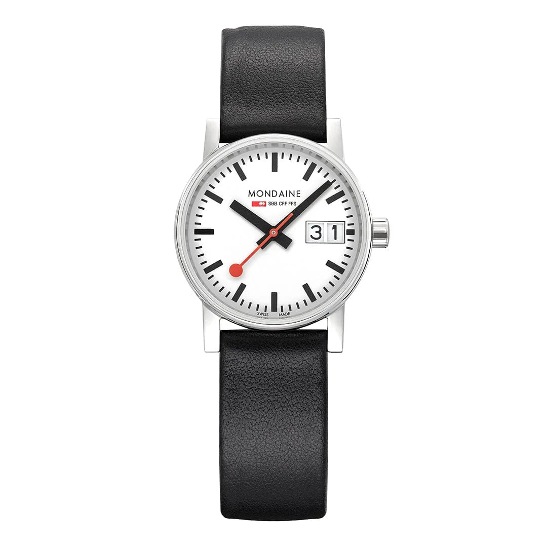 Mondaine EVO2 Quarz Damenuhr aus Schwarzes Leder, 30 MM - MSE.30210.LBV