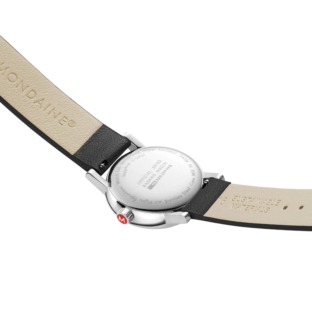 Mondaine EVO2 Quarz Damenuhr aus Schwarzes Leder, 30 MM - MSE.30210.LBV