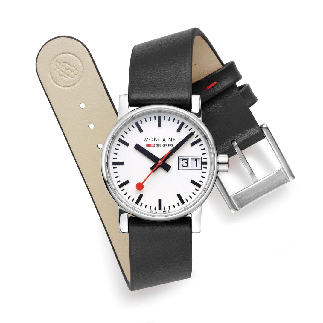 Mondaine EVO2 Quarz Damenuhr aus Schwarzes Leder, 30 MM - MSE.30210.LBV