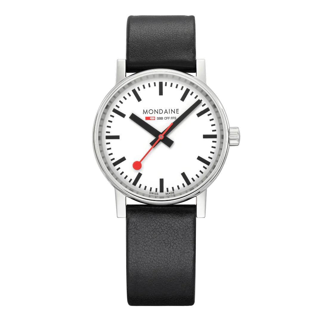 Mondaine EVO2 Quarz Herrenuhr aus Schwarzes Leder, 35 MM - MSE.35110.LBV